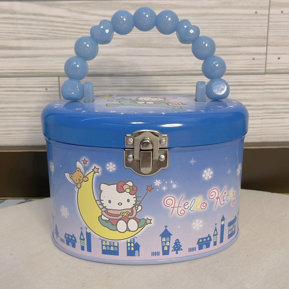 Hello Kitty Blue Tin Purse Tin Box Tin Handbag